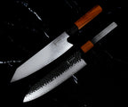 Set Yoshida : Kiritsuke 20 cm à manche en bois de rose et Gyuto 20 cm à manche pakkawood, en Damas VG-10
