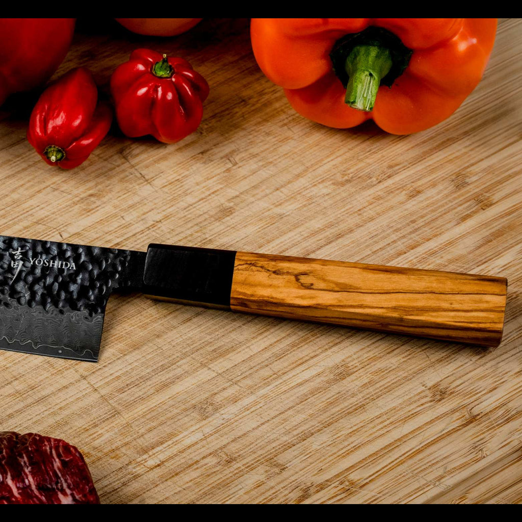 Couteau Gyuto 20 cm – Damas VG-10 et Bois d’Olivier Yoshida