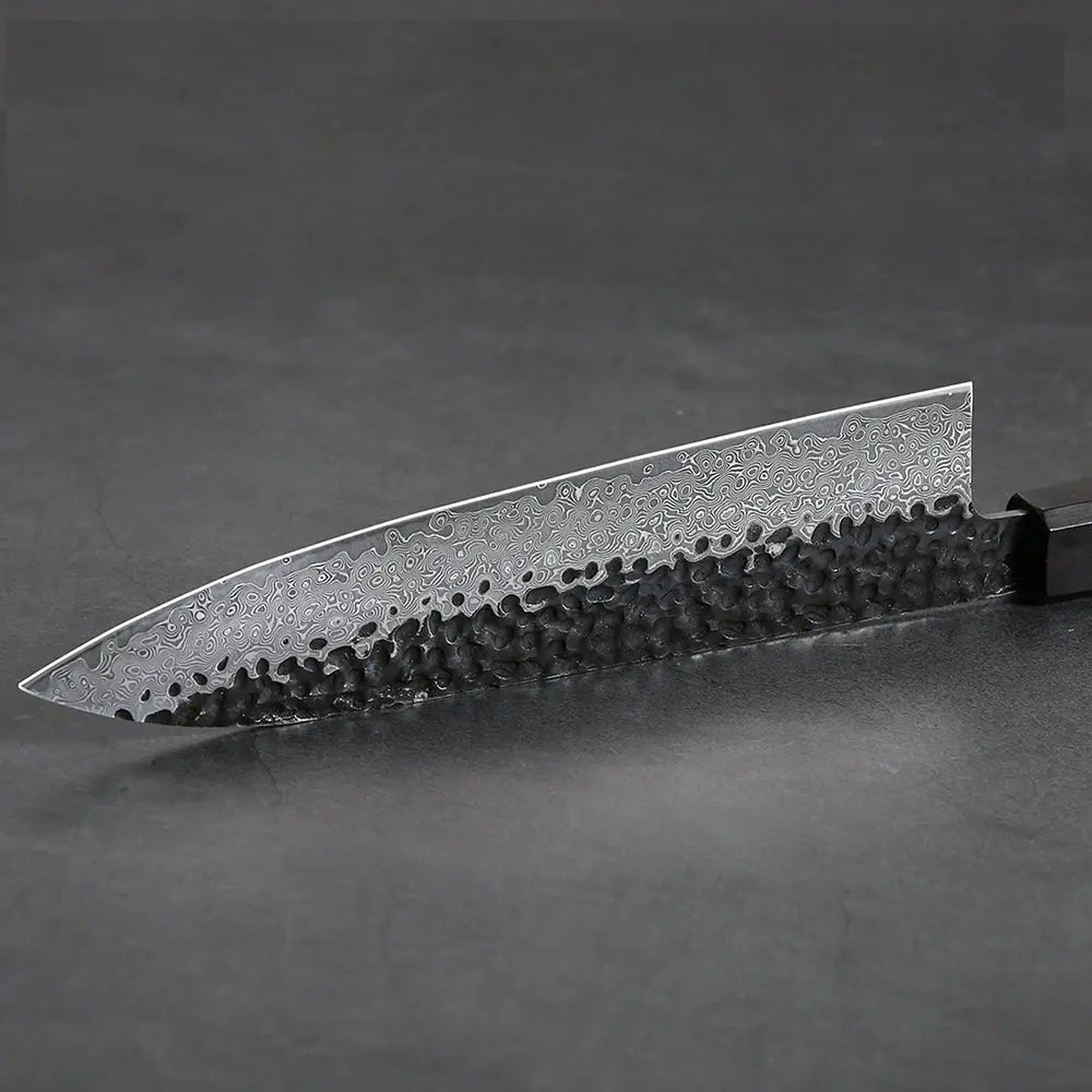 Lame en acier Damas VG-10 avec finition tsuchime du couteau japonais Gyuto 20 cm