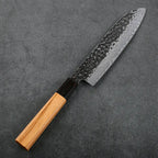 Couteau japonais Santoku avec lame en acier Damas et manche en bois d’olivier