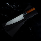 Couteau Kiritsuke Yoshida, lame acier 440C, présenté dans son coffret premium noir