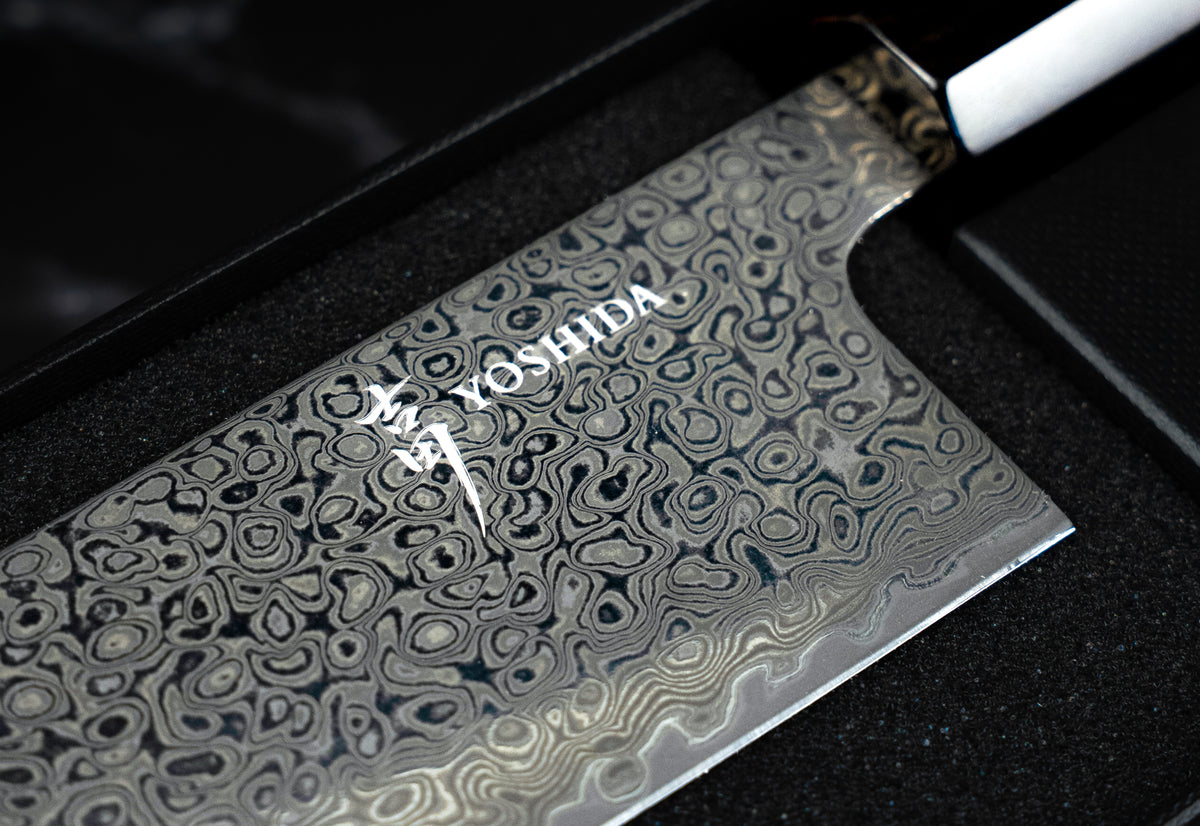 Lame de couteau japonais Yoshida en acier Damas